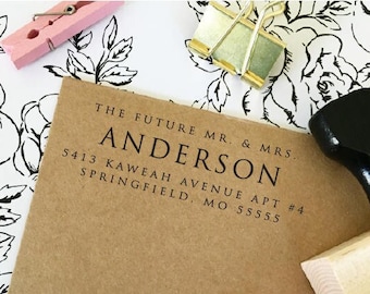 The Future Mr. and Mrs. Return Address Stamp, Rubber Stamp, Self Inking, Custom Stamp, Self Ink, Simple, Serif Font, Minimal, Simple  (T420)