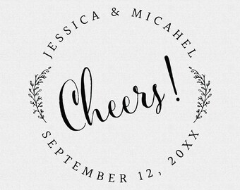 Laurel Cheers Favors Stamp SFAVS218 - S.2 Cheers Stamp Personalized Stamp Drink Stamp Woodland Favor Stamp Beer Favor Rubber Stamp