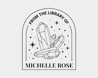 Personalized Book Stamp, From the Library Of Stamp, Gems or Crystals Library Rubber Stamp (T938)