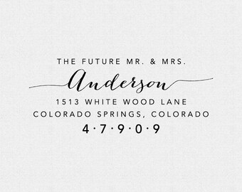 Personalized Return Address Stamp: Future Mr. & Mrs., Self-Inking or Wood