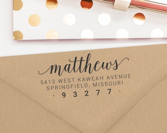 Custom Address Stamp, Self Inking Stamp or Wood Mounted Rubber Stamp, Return Address Stamp, Personalized Stamp, Bridal Shower Gift (T162)