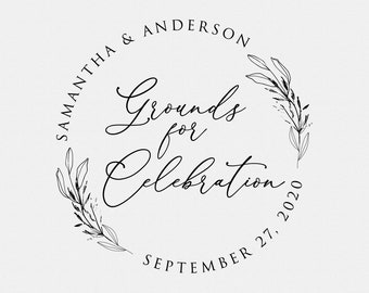 Grounds for Celebration Stamp, Grounds for Celebration, Coffee Wedding Favor Stamp, Wedding Favors, Wedding Favors Coffee (T887)