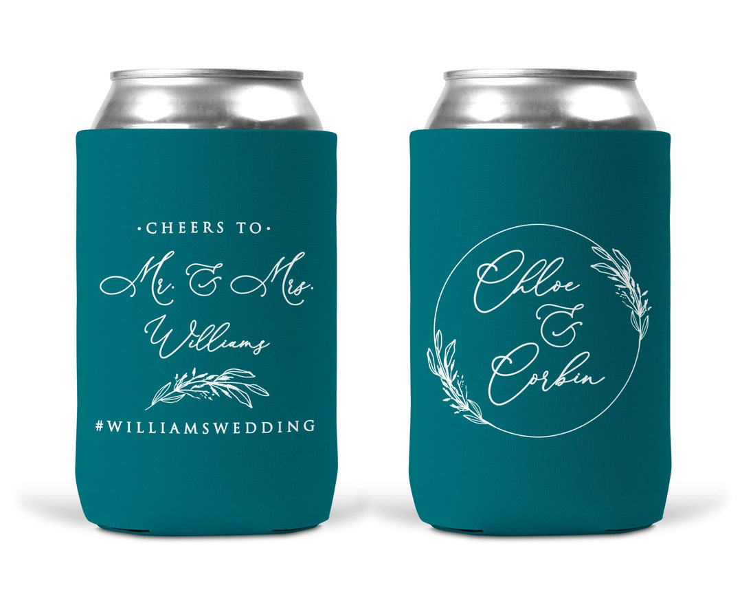 Custom Wedding Favors, Personalized Wedding Can Coolers, Modern Farm