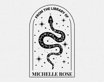 Personalized Book Stamp, From the Library Of Stamp, Snake Library Rubber Stamp (T923)