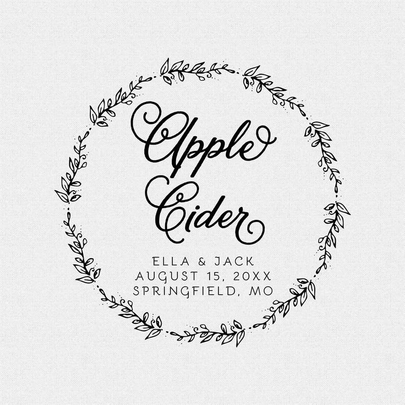 Custom Apple Cider Floral Bouquet Rubber Stamp for DIY Wedding Etsy