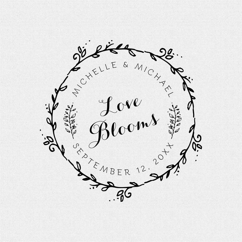 Personalized Love Blooms Floral Wreath Rubber Stamp Self Etsy