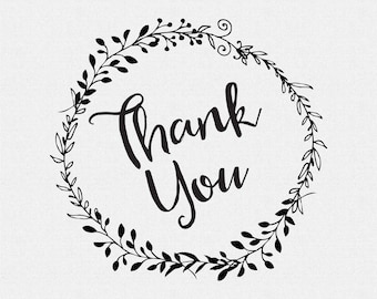 Floral Thank You Stamp, Wedding Favor, Wood or Self Inking