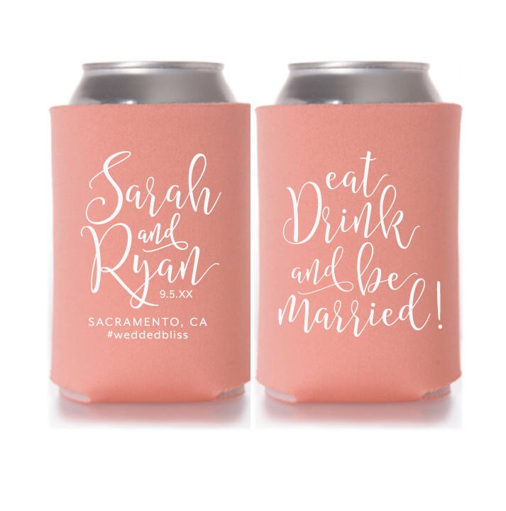 Eat Drink and Be Married Can Cooler Personalized Napkin | Etsy