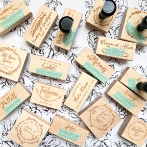 Business Stamps, Custom Handmade By Stamp, Self Inking Stamp, Wood Stamp, Business Card Stamp, Made with Love, Decorative T897 image 2