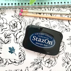 ネイビーブルーインクパッド、ミックスメディア用 StazOn の究極の永久インクパッド ミッドナイト