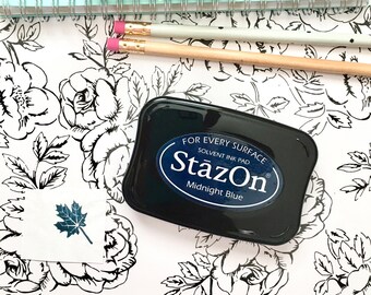 Navy Blue Ink Pad, Ultimate Permanent Ink Pad in Midnight by StazOn for mixed media