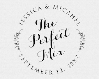 The Perfect Mix Wedding Favor Stamp, Self Inking Stamp, Elegant, Circle Wedding Stamp, Brush Calligraphy, Snack Bar Wedding Favors (T736)