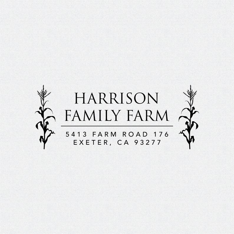 Corn Stalk Return Address Stamp for Farm, Self Inking Address Stamp T124 image 2