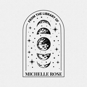 Moon Phase Library Stamp: Personalized Celestial Book Stamp