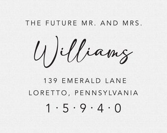 Future Mr. and Mrs. Return Address Stamp, Self Inking Stamp, Rubber Stamp, Personalized, Wedding Invitations Stamp (T731)