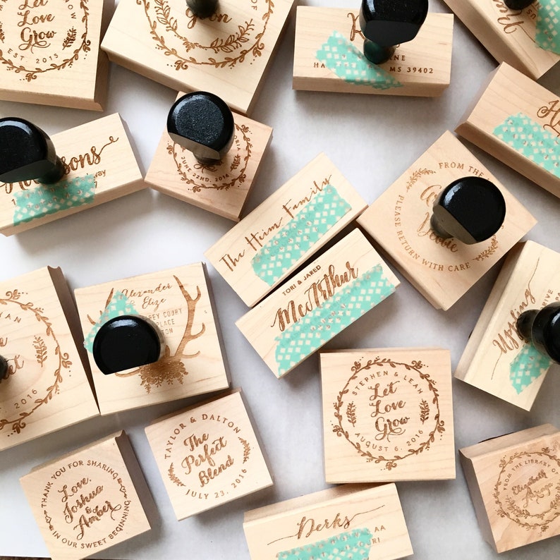 Custom Thank You Stamp Wedding Favor Self Inking Stamp Wood - Etsy