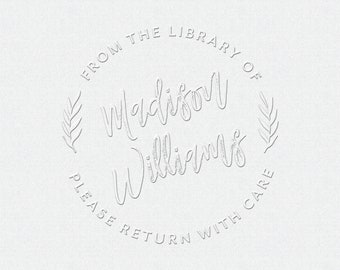 Personalized Library Book Embosser Stamp: Tropical Leaves