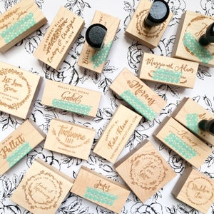 Personalized With Love Wedding Favor Stamp, Stamp for Wedding Favor Gift Tags, Round, Circle, Self Inking, Floral, Vines, Elegant T915 image 2