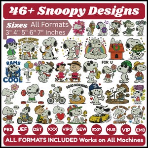 Snoopy Embroidery Designs-bundel herfst Snoopy DST PES schattig Snoopy trendy borduurwerk 5+ formaat aangepaste ontwerpen Alle formaten Instant Downloads-bestand