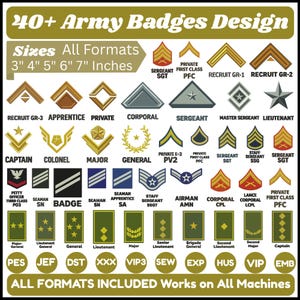 US Militry Badges Machine Embroidery Design Army Badges Custom Design Bundle Army Stitch File, Navy Trendy Embroidery 5Size Craft Badge File