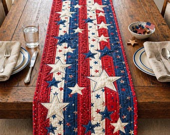 Commemorate America 250 Years Table Runner, USA 250th Anniversary Quilted Tablecloth, 1776-2026 Semiquincentennial, 4th Of July Dining Decor