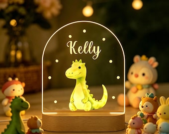 Animal Pattern Acrylic LED Night Light, USB Plug-in Decor Lamp, Wooden Base Bedroom & Nursery Ornament，Gift.