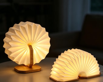 Foldable Accordion Paper Table Lamp, Bamboo Frame Book-Shaped Night Light, Creative Cultural And Creative Book Lamp, Decorative Ornament.