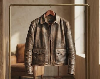Indiana Jäger von Lost Distressed Jacke | Handgefertigtes Unisex Harrison Jones Braun Vintage Leder Cosplay Kostüm