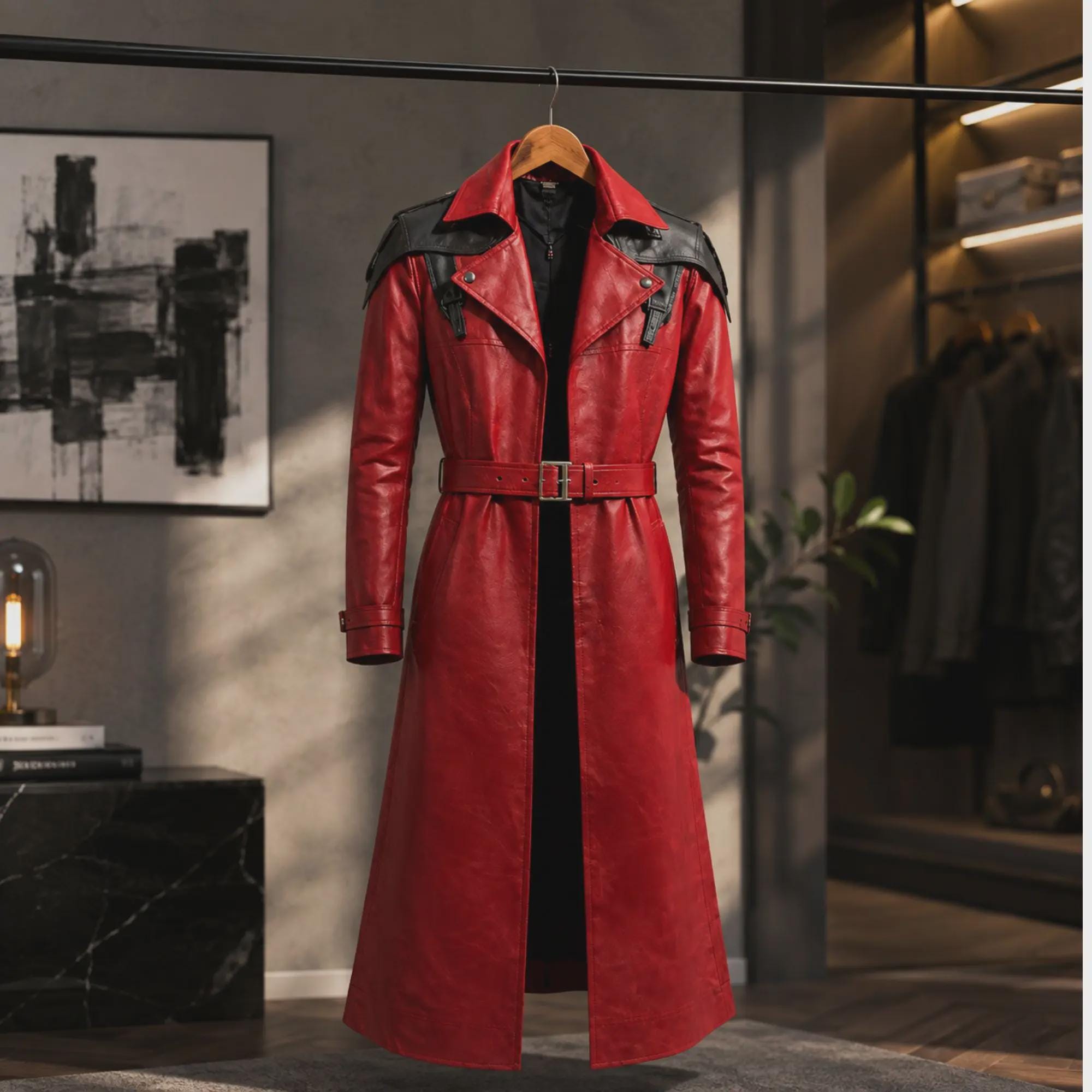 vintageヴィンテージトレンチコートレッド赤系ナイロンレトロUSA海外古着 Vintage Red Leather Trench Coat - Etsy