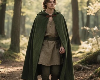 Medieval Hooded Cloak – Renaissance Fantasy Cape – Wizard Gothic Cosplay Hooded Cape – Viking LARP Costume Cloak