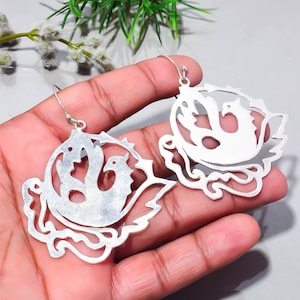Handmade Sterling Silver Swan Dangle Earrings, Bird Drop Earrings, Statement Silver Jewelry, Nature Inspired Charm Earrings, Gift for Her