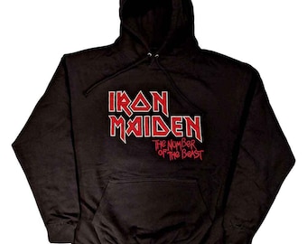 Iron Maiden Number Of The Beast Vintage Logo Faded Edge Album Hoodie