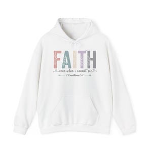 FAITH pastel block letters Hoodie | 2 Corinthians 5:7 scripture sweatshirt