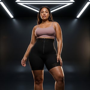 Hohe Taille Spitzenbesatz Formwäsche Shorts, Tummy Control Bodyshaper, Plus Size Activewear