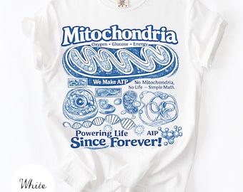 Mitochondrien Vintage Wissenschaft T-Shirt, 90er Jahre Akademisches Zelldiagramm Shirt, Geek Lab Humor Top, STEM Lerngeschenk, Retro Biologie Grafik-T-Shirt