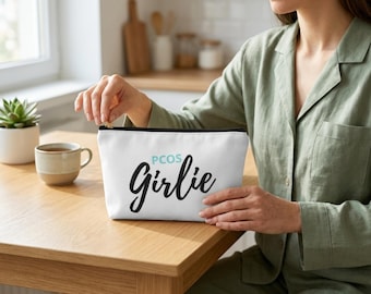 PCOS Girlie Makeup Bag | Chronic Illness Gift | Teal Ribbon Awareness
