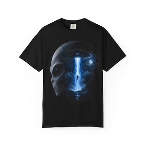 Gray Alien Abduction UFO T-Shirt, Sci Fi Horror Graphic Tee