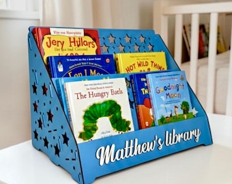 Estantería Montessori personalizada para niños pequeños / Estantería de madera personalizada para libros infantiles / Estantería frontal para guardería / Decoración para rincón de lectura