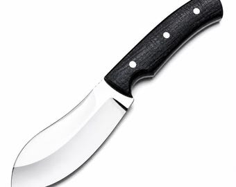 Cuchillo de desollar artesanal / Cuchillo artesanal para acampar con mango de micarta / Regalo para hombres / Acero para herramientas D2