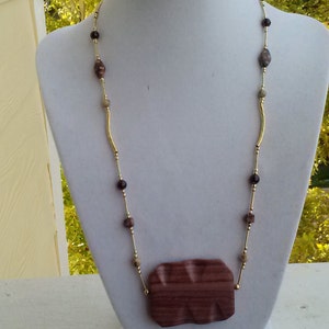 Red Marble Gemstone Necklace.