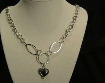 Silver Wired Wrapped Heart. Necklace