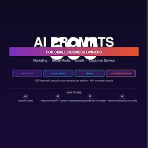 500 AI-prompts voor eigenaren van kleine bedrijven | ChatGPT-prompts | Marketing, sociale media, e-mail, klantenservice