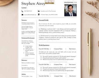 Modello di CV per il Regno Unito / Modello compatibile con i sistemi ATS per Microsoft Word / Modello di CV professionale a pagina singola, download immediato / Modello di curriculum modificabile