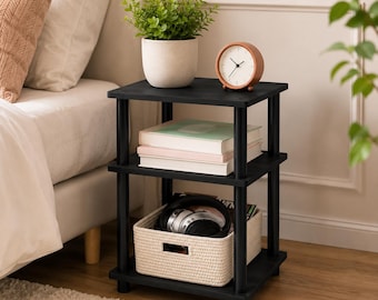 Modern 3 Tier Side Table with Open Shelves Nightstand
