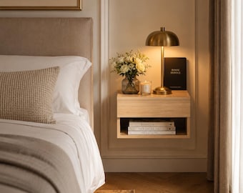 Floating Nightstand Wall Mounted Bedside Table with Storage Drawer Shelf