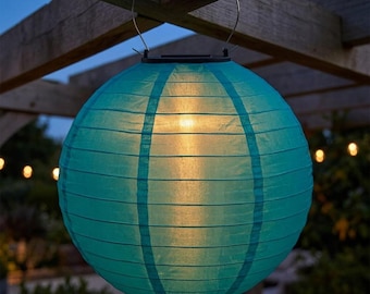 Linterna solar de 12 pulgadas, luz colgante de bola para exteriores, linterna china LED impermeable, decoración para fiestas en jardín y patio, lámpara redonda de tela.