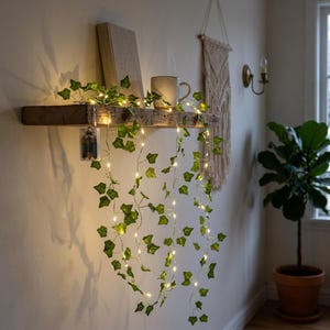 Ivy Vine LED String Lights, Artificial Green Leaf Garland Fairy Lights, Battery Powered Vine Lights for Wedding Home Wall Decor