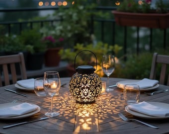 Solar Hanging Lantern, Outdoor Garden Light, Moroccan LED Projection Lamp, Waterproof Patio Decor, Warm White Landscape Light, Garden Gift