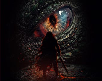 Färdigt bokomslag i Grimdark Fantasy – Dragon Eye, Epic Warrior