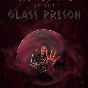 May include: A book cover titled Curse of the Glass Prison by J. R. Blackwood. The design features a person trapped inside a glowing, cracked red sphere, reaching out with an open hand. The background is a dark, hazy red with small, faint stars.